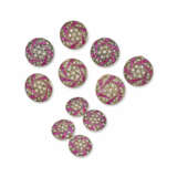 SYNTHETIC RUBY AND DIAMOND SHERWANI BUTTONS AND CUFFLINKS - фото 2