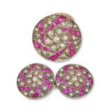 SYNTHETIC RUBY AND DIAMOND SHERWANI BUTTONS AND CUFFLINKS - photo 3