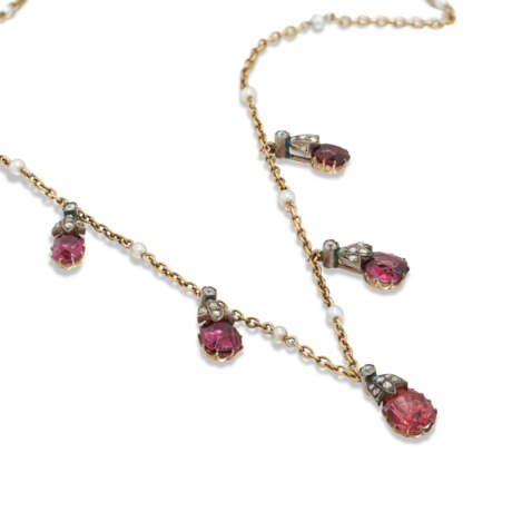 NO RESERVE | ANTIQUE GARNET, DIAMOND AND SEED PEARL NECKLACE - Foto 3