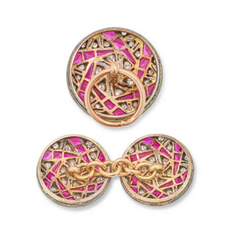 SYNTHETIC RUBY AND DIAMOND SHERWANI BUTTONS AND CUFFLINKS - фото 4