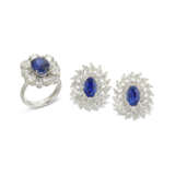 SAPPHIRE AND DIAMOND RING AND EARRING SET - photo 1