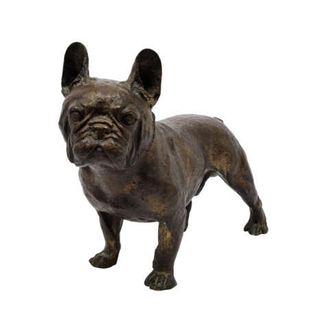 UNBEKANNTER KÜNSTLER lebensgroße Bulldogge aus Bronze - photo 1