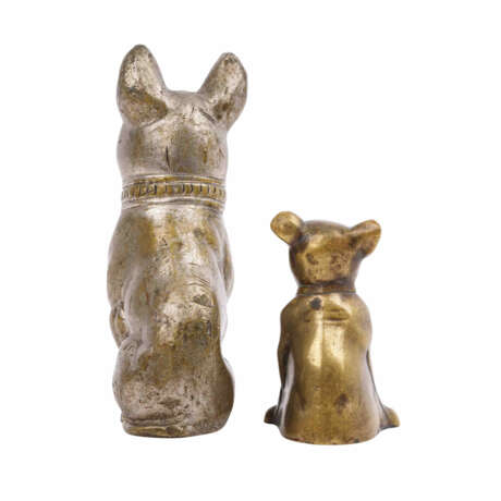 Zwei Bronzefiguren sitzender Bulldoggen - Foto 3