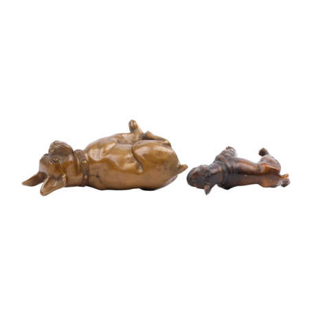 Zwei figürliche Bulldoggen aus Bronze - Foto 4