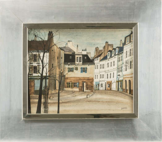 Georges Damin (1942 Lyon). Strassenszene mit Galerie - Foto 1