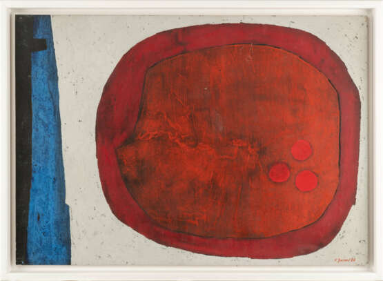 Friedhelm Ottfried Goepel (1928 Essen - 2013 ebenda). Abstrake Komposition mit rotem Kreis - photo 1