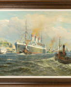 Йоханнес Хардерс. Johannes Harders (1871 Kellenhusen - 1950 Hamburg). Die Cap Arcona im Hamburger Hafen