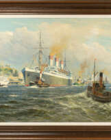 Johannes Harders (1871 Kellenhusen - 1950 Hamburg). Die Cap Arcona im Hamburger Hafen