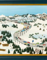 Lisa Kreitmeir (1935 Oberammergau). Straße in Schneelandschaft