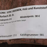 KONV. VON 3 MASKEN, Holz und Kunststoff, Marbach 20. Jahrhundert - Foto 15