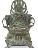 Buddha auf Thron sitzend.