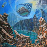 “Invasion” Canvas Oil paint Surrealism Landscape painting 1994 - photo 1