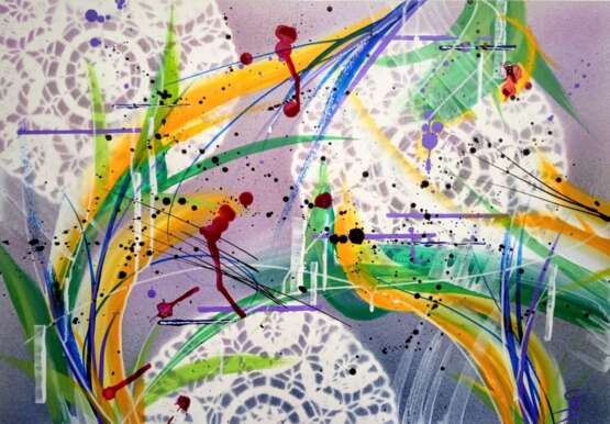 САЛАТ СО СВЁКЛОЙ Watercolor paper Acrylic paint Abstract Expressionism Russia 2021 - photo 1
