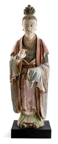 Seltene grosse Stucco-Figur einer stehenden Dame mit farbiger Fassung - Foto 1