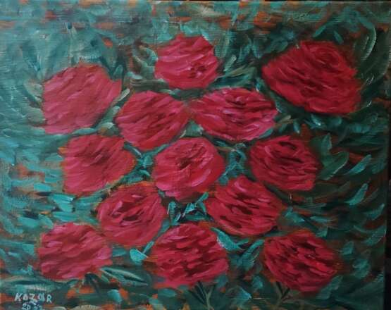 Gemälde „Куст роз“, Leinwand, Ölfarbe, Impressionismus, Stillleben, Ukraine, 2022 - Foto 1