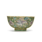 A YELLOW-GROUND FAMILLE VERTE BISCUIT BOWL - photo 1