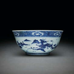 A VERY RARE AND LARGE BLUE AND WHITE BOWL