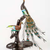 2 PEACOCKS ON WOODEN BRANCH - photo 1