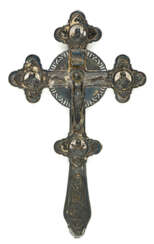 RUSSIAN SILVER BENEDICTION CROSS WITH APPLICATIONS