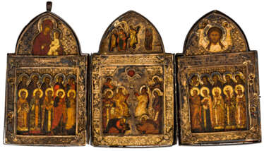 RARE RUSSIAN TRIPTYCH SHOWING THE HOLY TRINITY (NEW TESTAMENT TYPE)