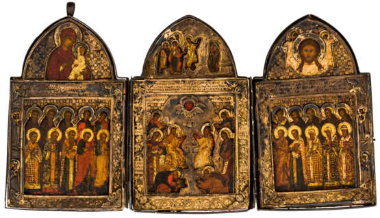 RARE RUSSIAN TRIPTYCH SHOWING THE HOLY TRINITY (NEW TESTAMENT TYPE) - фото 1
