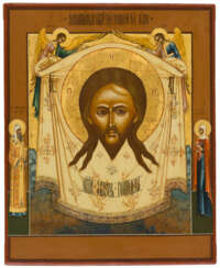 FINELY PAINTED RUSSIAN ICON SHOWING THE MANDYLION OF CHRIST