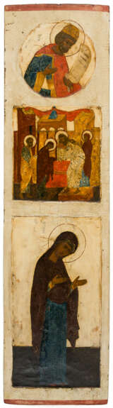 EARLY MONUMENTAL RUSSIAN ICONOSTASIS ICON SHOWING THE MOTHER OF GOD, THE PRESENTATION OF JESUS IN THE TEMPLE AND ST. PROPHET DAVID - фото 1