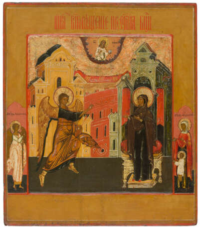 RUSSIAN VREZKA ICON SHOWING THE ANNUNCIATION - photo 1