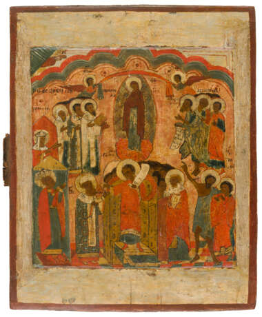 RUSSIAN ICON SHOWING THE MOTHER OF GOD POKROV AND ST. ROMANOS THE MELODIST - фото 1