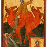 LARGE GREEK ICON SHOWING THE ASCENSION OF ST. PROPHET ELIJAH - фото 1