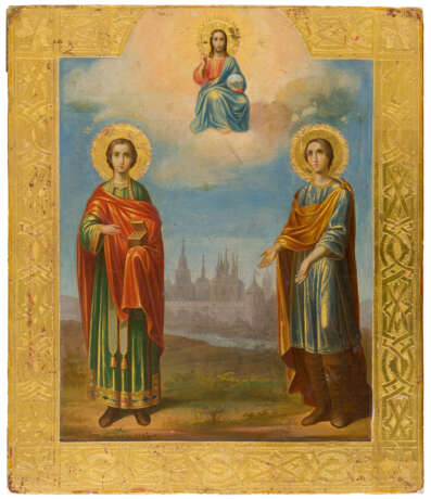 RUSSIAN ICON SHOWING ST. PANTELEJMON AND A ST. MARTYR - фото 1