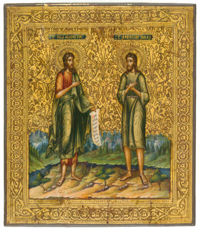 RUSSIAN GOLDGROUND ICON SHOWING ST. JOHN THE BAPTIST AND ST. ALEXIUS, MAN OF GOD - photo 1