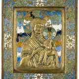 SIX TIMES ENAMELLED RUSSIAN METAL ICON SHOWING THE MOTHER OF GOD SMOLENSKAYA - photo 1