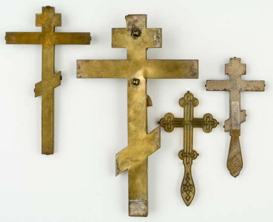 4 RUSSIAN BRASS BENEDICTION CROSSES - photo 1