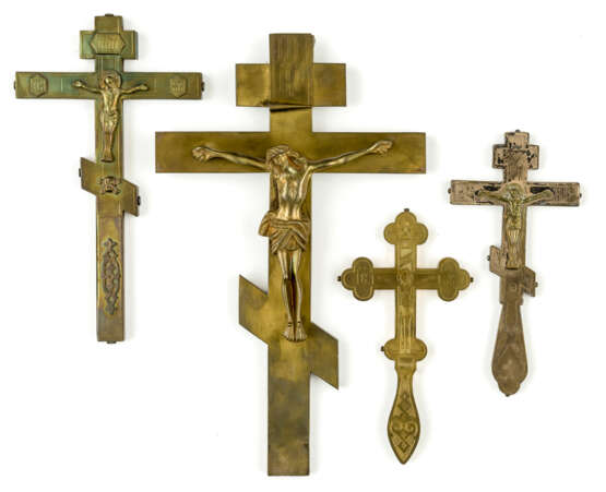 4 RUSSIAN BRASS BENEDICTION CROSSES - photo 2