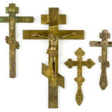 4 RUSSIAN BRASS BENEDICTION CROSSES - photo 2