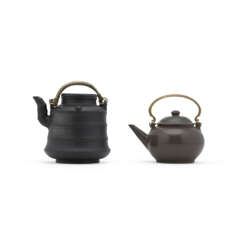 TWO YIXING TEA POTS AND COVERS 