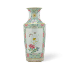 A FAMILLE ROSE ‘FLOWERS’ ROULEAU VASE