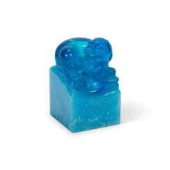 A BLUE GLASS ‘LION’ SQUARE SEAL