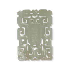A RETICULATED WHITE JADE `ABSTINENCE’ PLAQUE