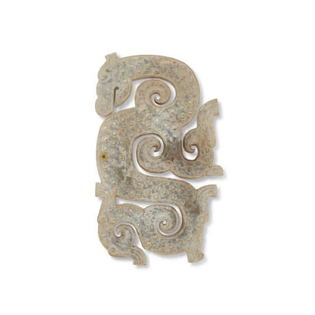 A JADE ‘DRAGON’ PENDANT, HUANG AND TWO JADE DRAGON-FORM PENDANTS - photo 4