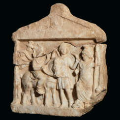 A ROMAN MARBLE FUNERARY RELIEF