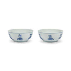 TWO BLUE AND WHITE `LANCA’ CUPS 
