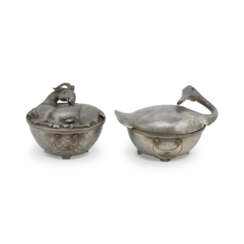 TWO PEWTER FOOD-WARMER AND COVER