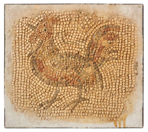 A ROMAN MARBLE MOSAIC OF A COCKREL - photo 1