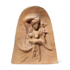 A GREEK TERRACOTTA PROTOME WITH APHRODITE