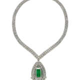 EMERALD AND DIAMOND NECKLACE AND PENDANT-BROOCH - Foto 4