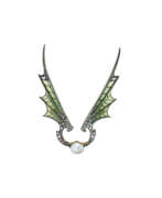 Жорж Фуке (1862 – 1957). GEORGES FOUQUET ART NOUVEAU BAROQUE PEARL, DIAMOND AND ENAMEL &#39;WINGS&#39; BROOCH
