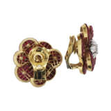 VAN CLEEF & ARPELS RUBY AND DIAMOND `MYSTERY-SET` FLOWER EARRINGS - photo 3