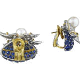 TIFFANY & CO., JEAN SCHLUMBERGER SAPPHIRE, DIAMOND AND CULTURED PEARL EARRINGS - photo 3